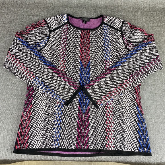 Carlisle Collection Top L Long Sleeve Knit Geometric Pattern Colorful - Picture 1 of 6